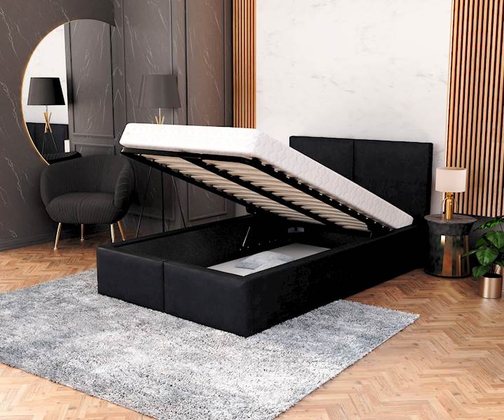 Łóżko: FRESIA 120x200 (welur czarny) stelaż metal