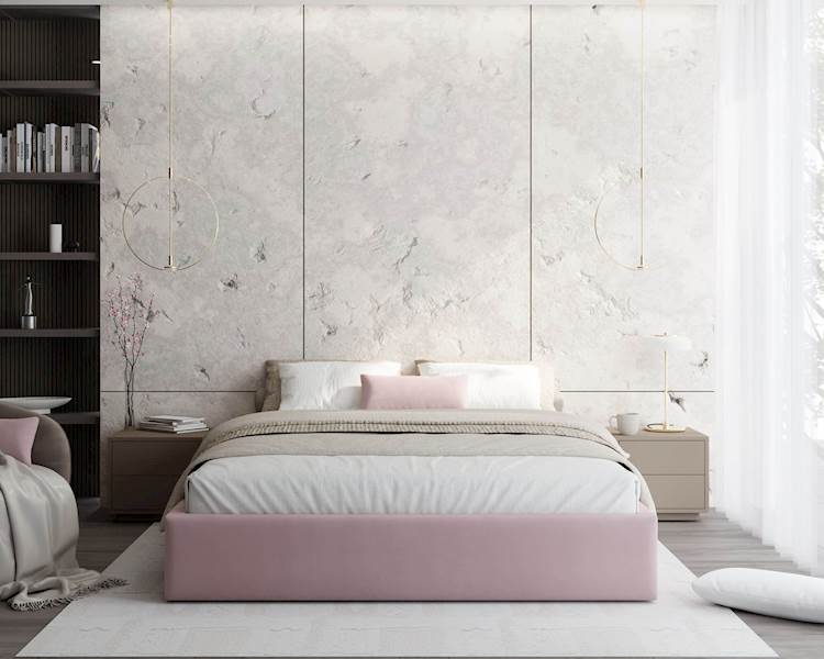 Łóżko: ORLANDO 140x200 (welur jasny róż)