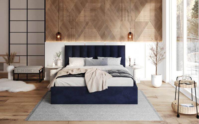 Łóżko: Colorado 160x200 (Paris Deep Blue) st.metal