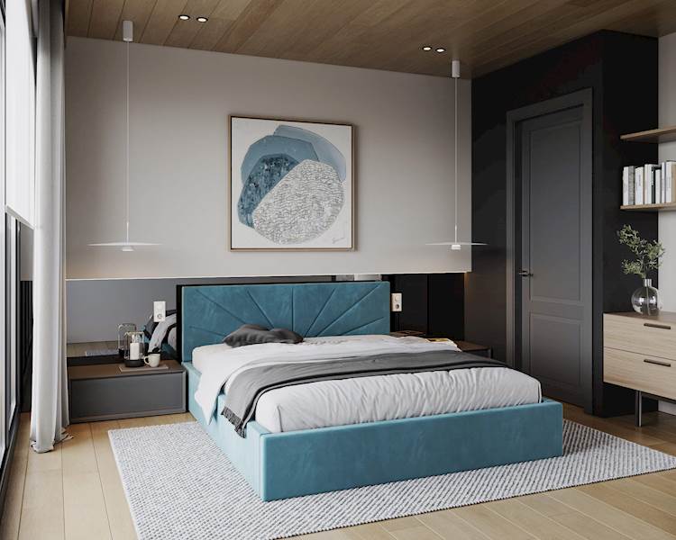 Łóżko: GEORGIA 140x200 (welur turkus) st.metal