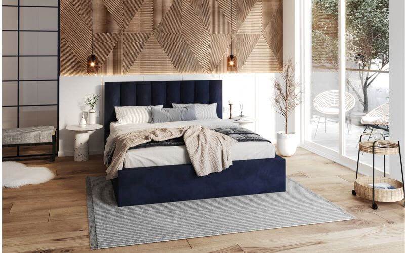 Łóżko: Colorado 140x200 (Paris Deep Blue) st.metal