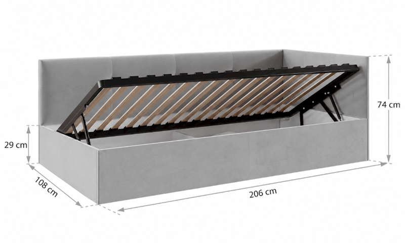 Łóżko: EDDY 100x200 (welur szary) stel.metal
