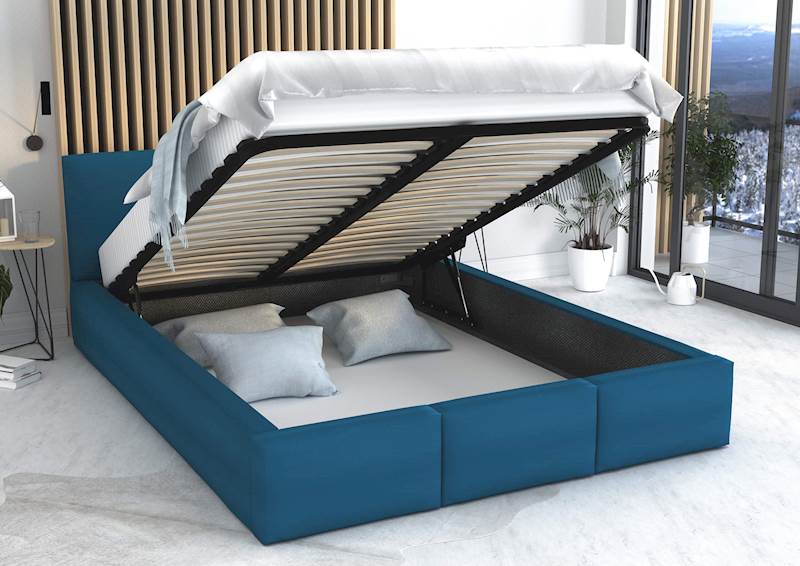 Łóżko: FRESIA 180x200 (welur turkus) stelaż metalowy