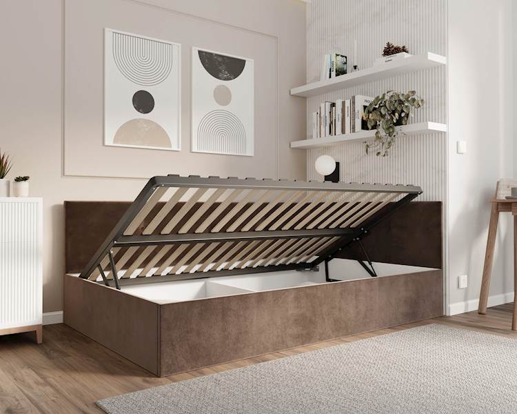 Łóżko: EDDY 120x200 (welur brązowy) stel.metal