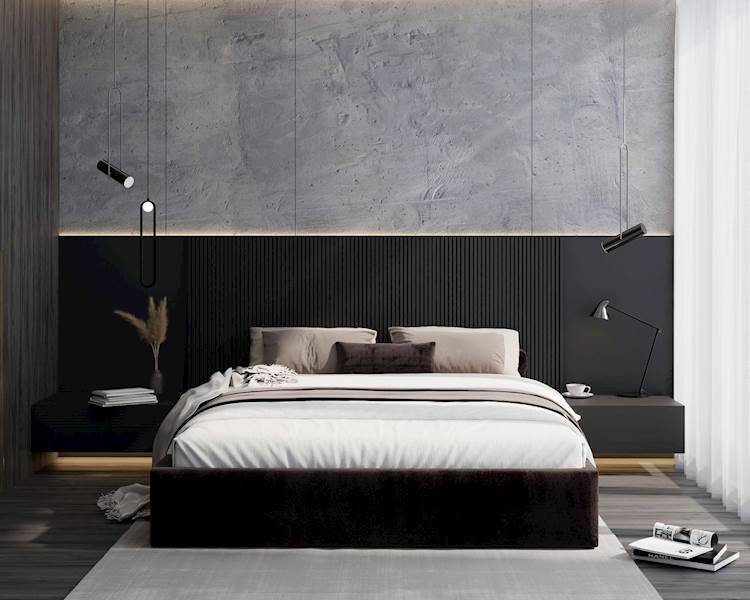 Łóżko: ORLANDO 140x200 (welur czarny)