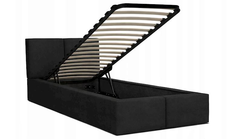 Łóżko: FRESIA 090x200 (welur: czarny) stelaż metal