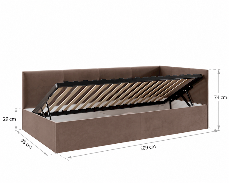 Łóżko: EDDY 090x200 (welur brązowy) stel.metal