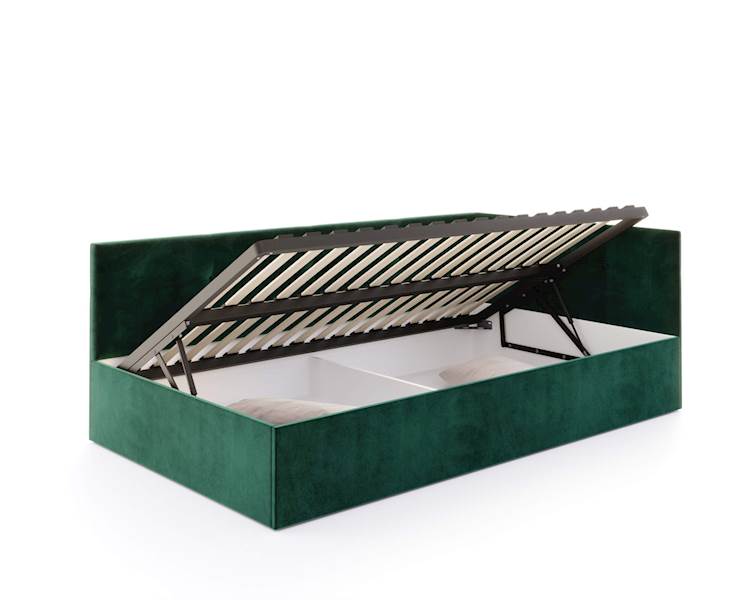 Łóżko: EDDY 120x200 (welur but. zieleń) stel.metal