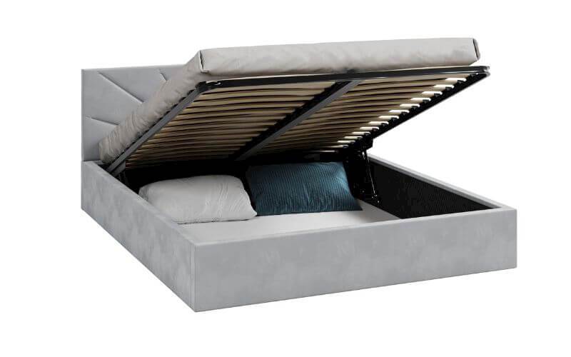 Łóżko: GEORGIA 140x200 (welur szary) st. metal