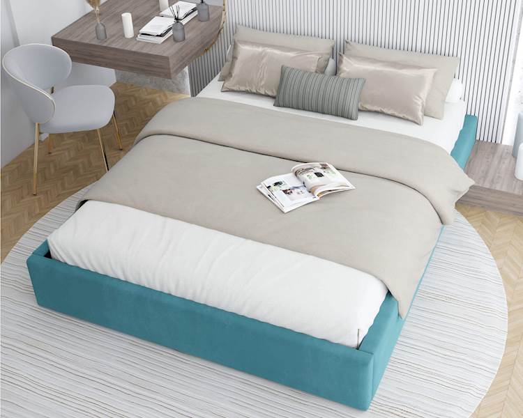 Łóżko: ORLANDO 140x200 (welur turkus)