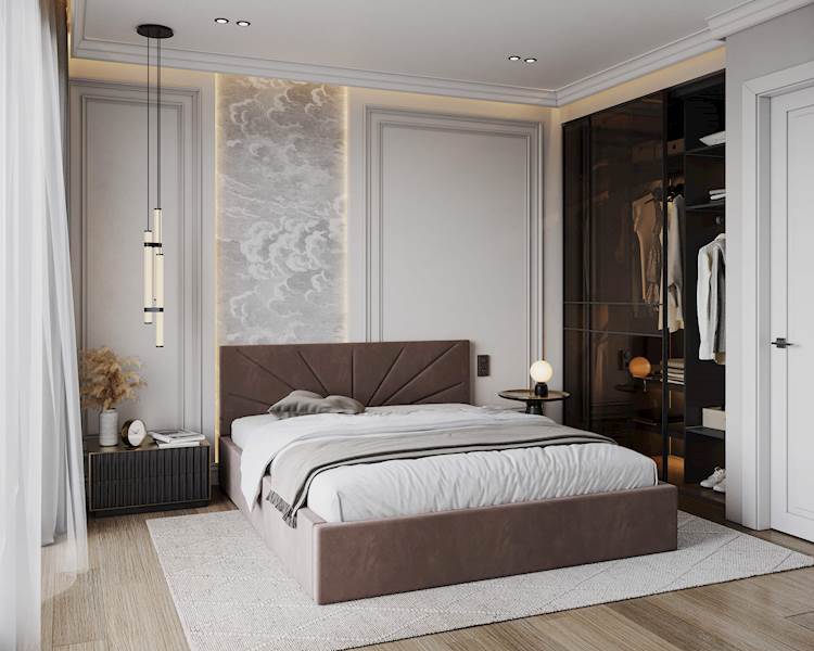 Łóżko: GEORGIA 180x200 (welur brązowy) st.metal