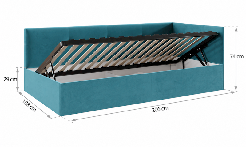 Łóżko: EDDY 100x200 (welur turkus) stel.metal