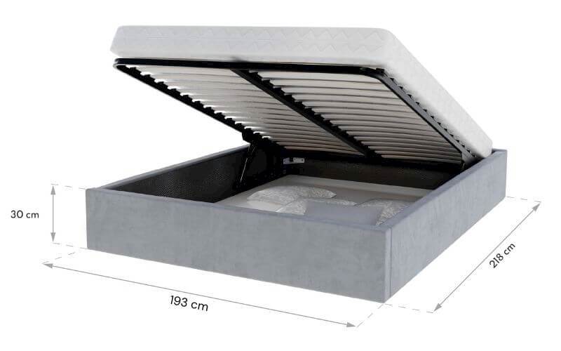 Łóżko: ORLANDO 180x200 (welur szary) st.metal