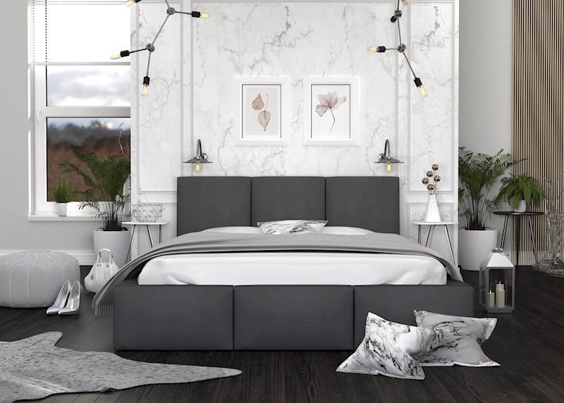 Łóżko: FRESIA 160x200 (welur grafit) stelaż metalowy