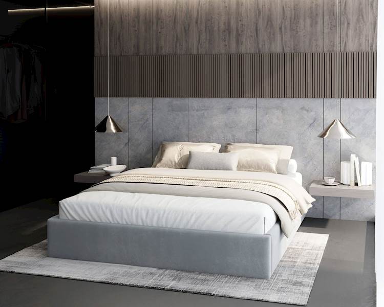 Łóżko: ORLANDO 180x200 (welur szary) st.metal
