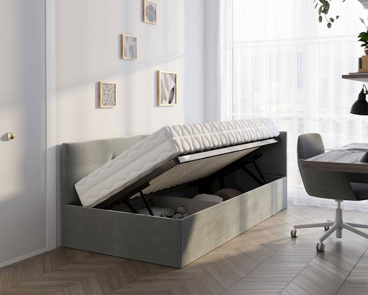 Łóżko: EDDY 090x200 (welur szary) stel.metal