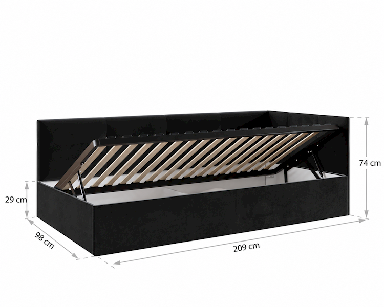 Łóżko: EDDY 090x200 (welur czarny) stel.metal