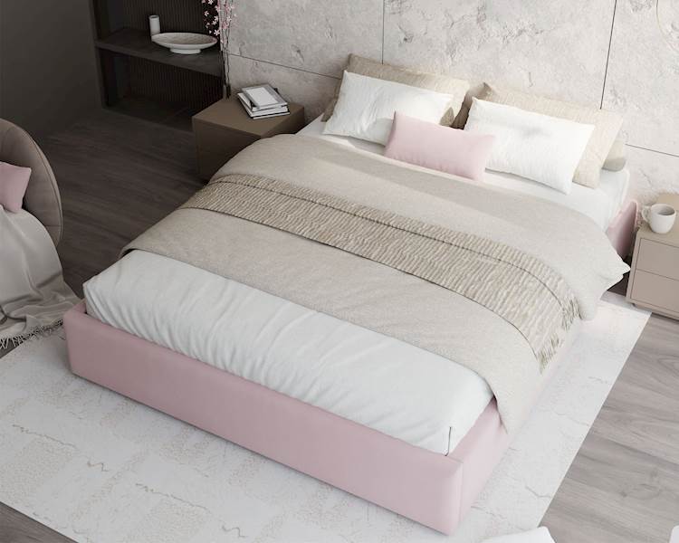 Łóżko: ORLANDO 160x200 (welur jasny róż)