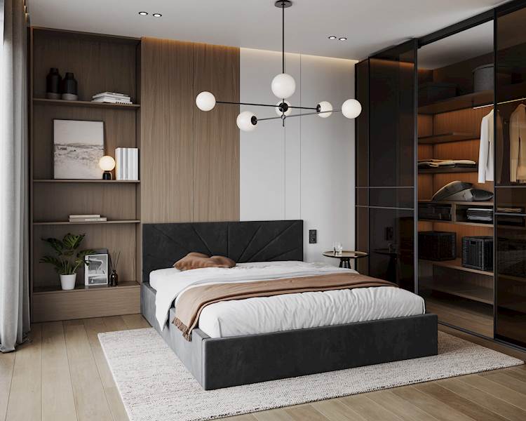 Łóżko: GEORGIA 120x200 (welur czarny) st.metal