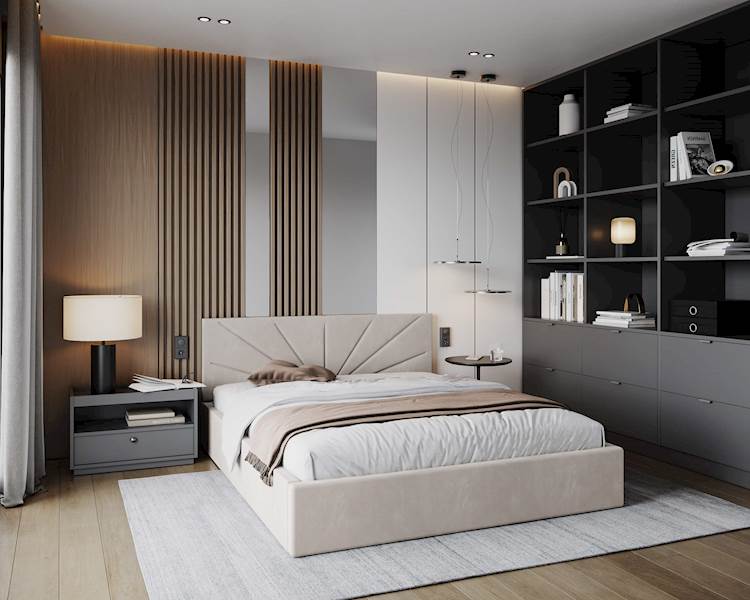 Łóżko: GEORGIA 160x200 (welur kremowy) st. metal