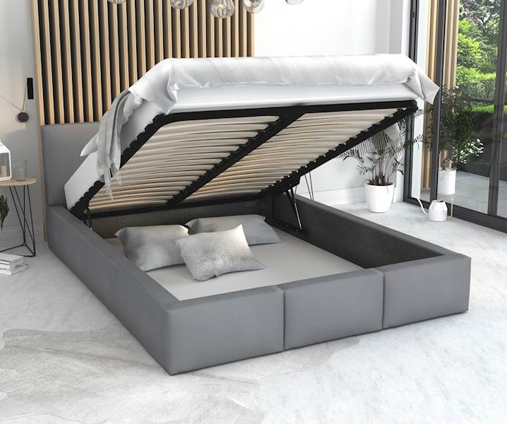 Łóżko: FRESIA 180x200 (welur szary) stelaż metalowy