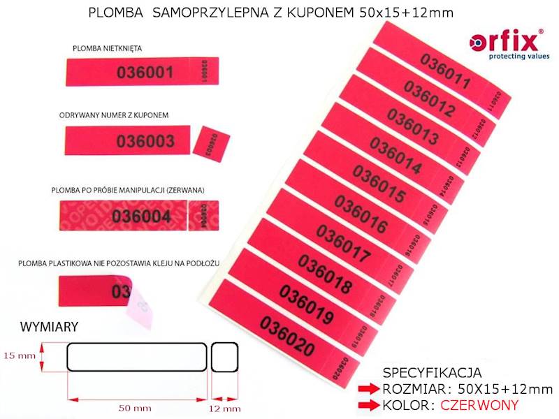 Plomby samopr. z kuponem 50x15+12 (1000 szt.)
