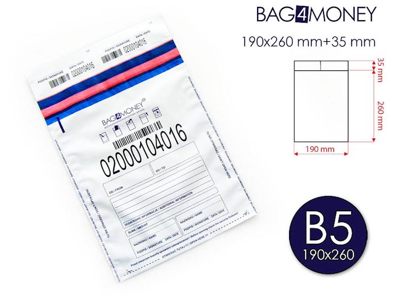 B5  BAG4MONEY Koperta bezpieczna biała  