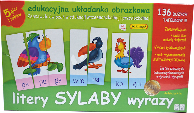 LITERY SYLABY WYRAZY - ZESTAW EDUKACYJNY DZ6076