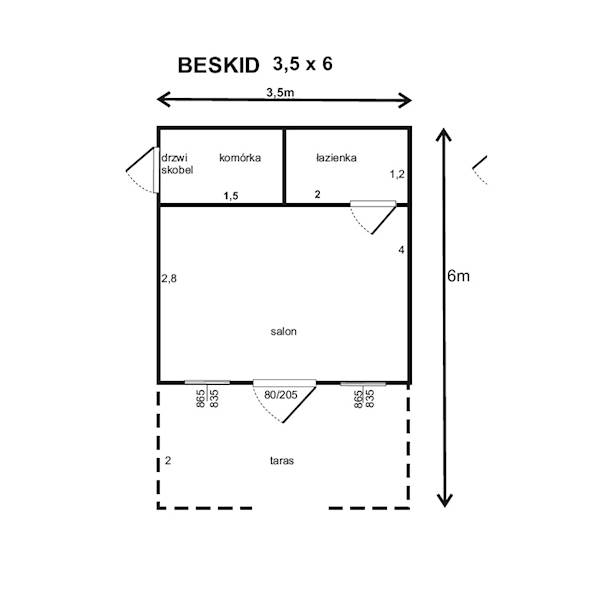 DOMEK BESKID 350x600 typ B z przedziałami