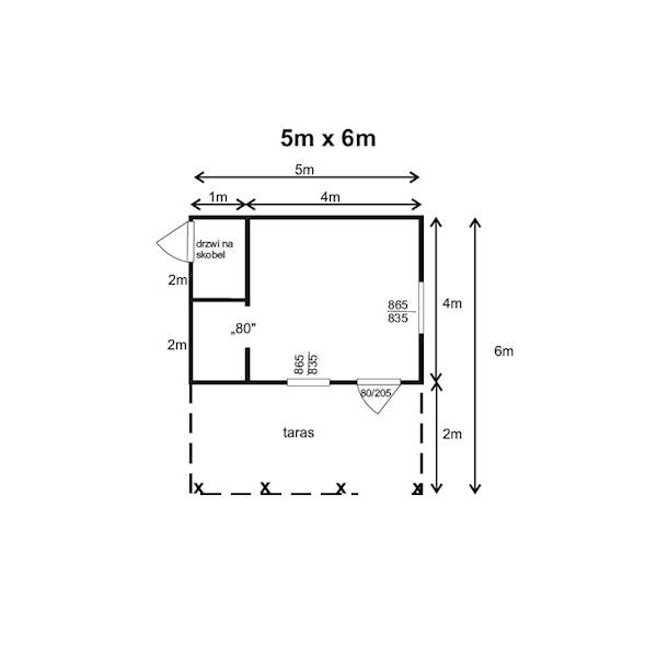 DOMEK SANOK Z KOMÓRKĄ 500X600 typ B