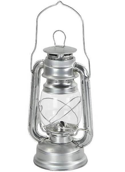 LAMPA OLEJOWA PRZEMYSŁOWA 28CM SILVER naftowa