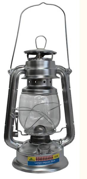 LAMPA OLEJOWA PRZEMYSŁOWA 28CM SILVER naftowa