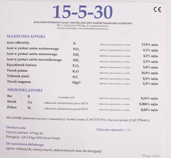 Agrigreen 15-5-30 a10kg