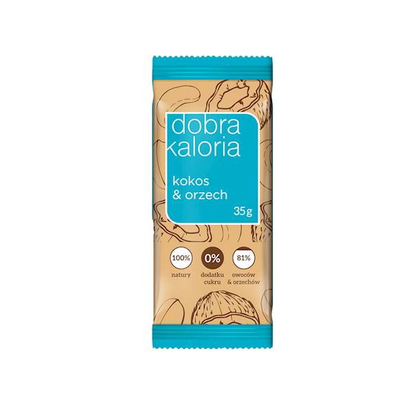 Baton kokos & orzech bez dodatku cukru 35g Kubara