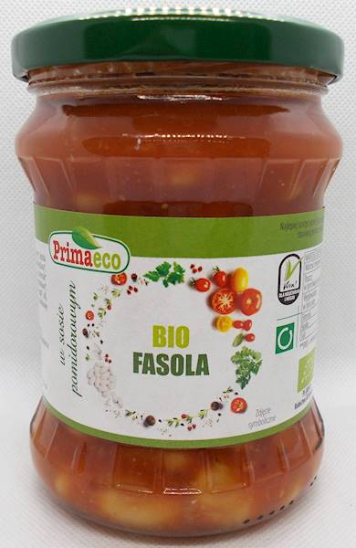 Bio fasola w sosie pomidorowym 440g Primaeco