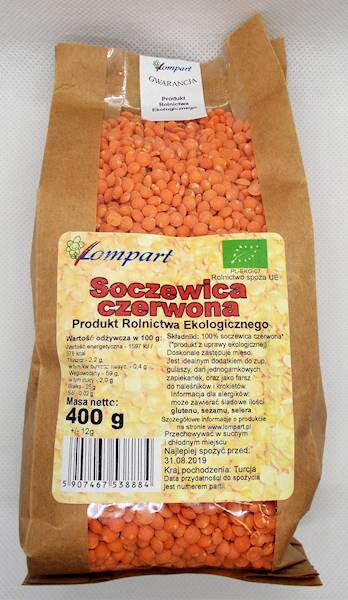 Bio soczewica czerwona 400g Lompart