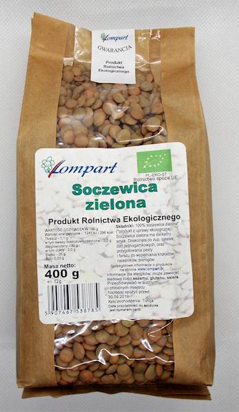 Bio soczewica zielona 400g Lompart