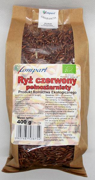 Bio ryż czerwony pełnoziarnisty 400g Lompart