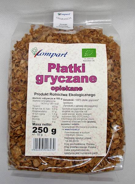 Bio płatki gryczane opiekane 250g Lompart
