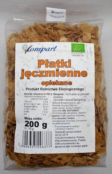 Bio płatki jęczmienne opiekane 200g Lompart