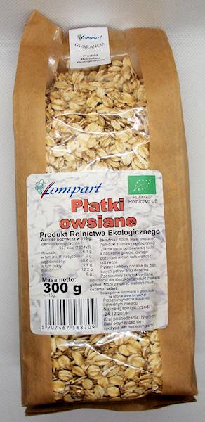 Bio płatki owsiane duże 300g Lompart