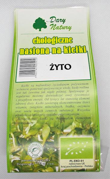 Bio żyto do kiełkowania 50g Dary Natury