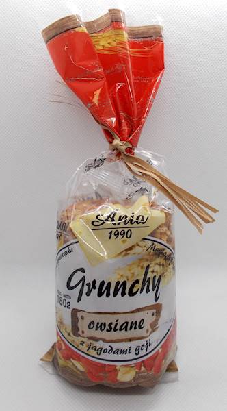 Ciastka crunchy owsiane z jagodami goji w syropie