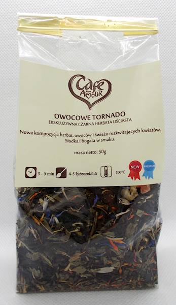 Herbata czarna i zielona owocowe tornado 50g Cafe