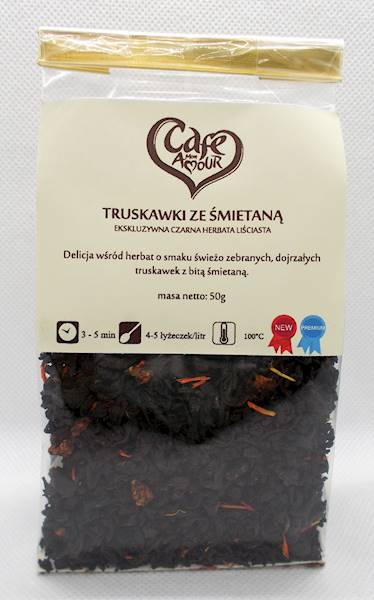 Herbata czarna truskawki ze śmietaną 50g Cafe Crea