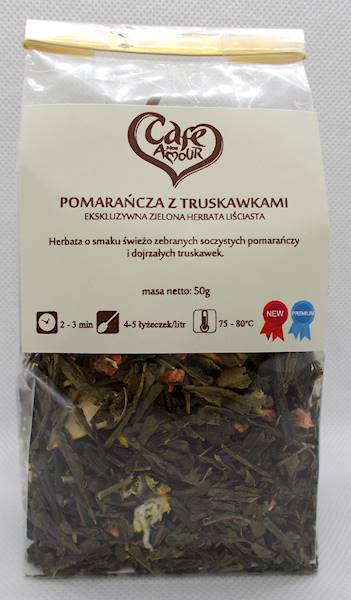 Herbata zielona pomarańcza z truskawkami 50g Cafe