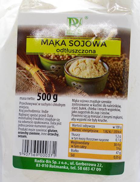 Mąka sojowa odtłuszczona 0,5 kg Radix-Bis