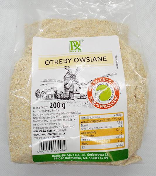 Otręby owsiane wysokobłonnikowe 200g Radix-Bis