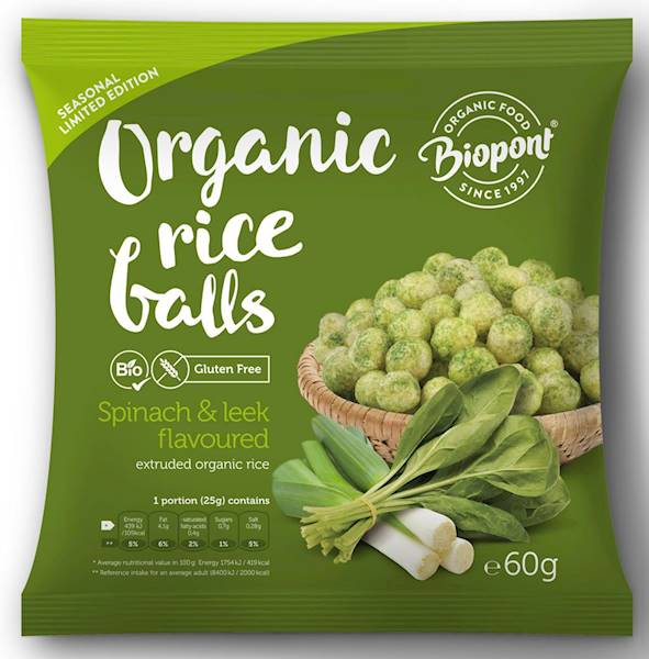 BIO Bezglutenowe chrupki ze szpin/porem 60g