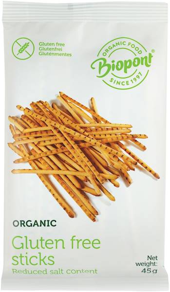 Bio Bezglutenowe paluszki o obniż. zaw. soli 45g